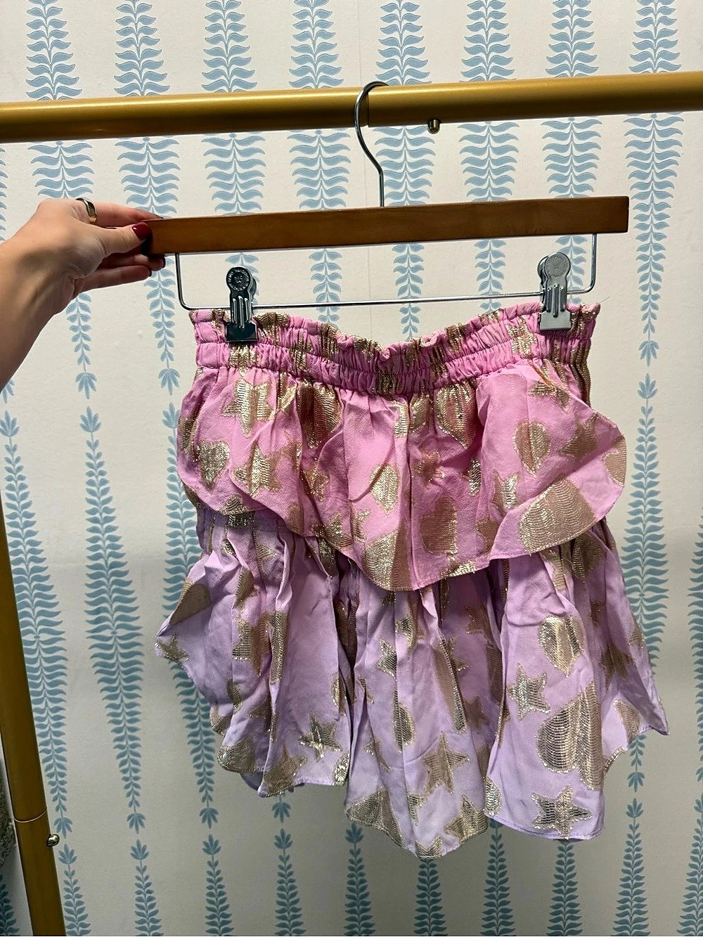 Love Shack Fancy Ruffle Skirt in Pink & Purple Size XS Like New